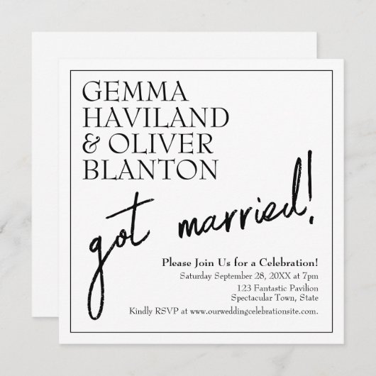 モダンシンプルおしゃれなウェディングレセプション 招待状 (正面/裏面)