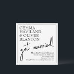 モダンシンプルおしゃれなウェディングレセプション 招待状<br><div class="desc">このウェディングレセプションの2in1アナウンスメントと招待状では、きちんとしたセリフフォントの優雅さと、カジュアルな手書きスクリプトの「結婚しました！」が対照的になっています。テンプレートフィールドを使用してあなた自身の詳細を追加し、色、フォント、レイアウトを自由に変更してください！</div>