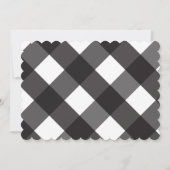 モダンシンプルおしゃれブラックギンガムモノグラム サンキューカード (裏面)