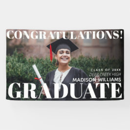 モダンシンプルおめでとう卒業写真 横断幕