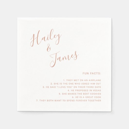 モダンシンプルおもしろい事実バラ金ゴールド結婚の スタンダードカクテルナプキン (正面)