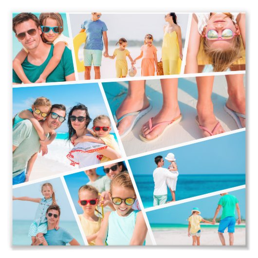 モダンシンプルおもしろい9カスタム画像コラージュ写真 フォトプリント (正面)