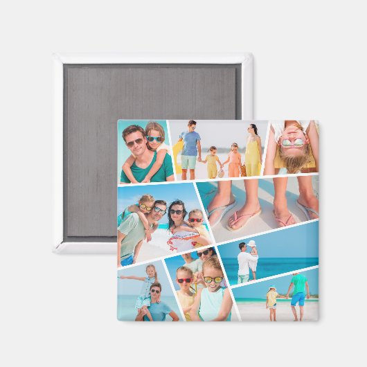 モダンシンプルおもしろい9カスタム画像コラージュ写真 マグネット (正面/裏面)