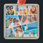 モダンシンプルおもしろい9カスタム画像コラージュ写真 メタルオーナメント<br><div class="desc">家族や友達カスタムの9枚の写真と年を追加。写真と必要なもし写真を追加し、写真とフレームのグループのマスクを解除し、フレームに対して画像を調整し、次にマスクリッククを調整する。</div>