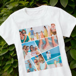 モダンシンプルおもしろい9カスタム画像コラージュ写真 Tシャツ<br><div class="desc">家族や友達カスタムの9枚の写真と年を追加。写真と必要なもし写真を追加し、写真とフレームのグループのマスクを解除し、フレームに対して画像を調整し、次にマスクリッククを調整する。</div>