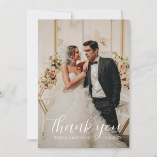 モダンシンプルなオーダーメイド写真結婚式 サンキューカード