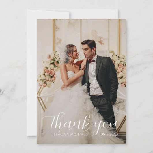 モダンシンプルなオーダーメイド写真結婚式 サンキューカード (正面)
