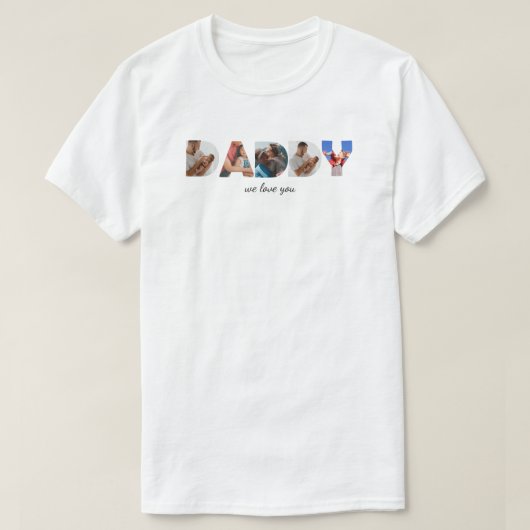 モダンシンプルなカスタムフォトコラージュ DADDY スクリプト Tシャツ (デザイン正面)