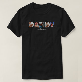 モダンシンプルなカスタムフォトコラージュ DADDY スクリプト Tシャツ