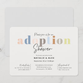 モダンシンプルなジェンダーニュートラル養子縁組ベビーシャワー 招待状