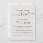 モダンシンプルなベージュグレー フォント バーチャルウェディング 招待状 (正面)