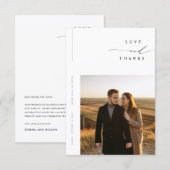 モダンシンプルな写真の予算婚礼 サンキューカード (正面/裏面)