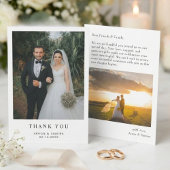 モダンシンプルな写真の結婚式サンクスカード サンキューカード