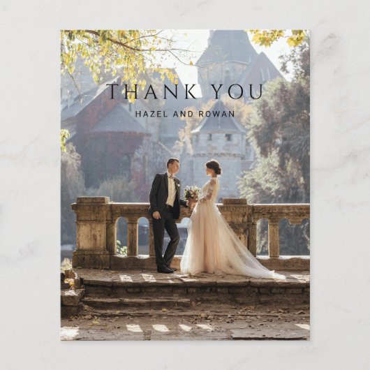 モダンシンプルな写真の結婚式サンクスカード チラシ (正面)