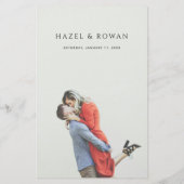 モダンシンプルな写真の結婚式メニュー (裏面)