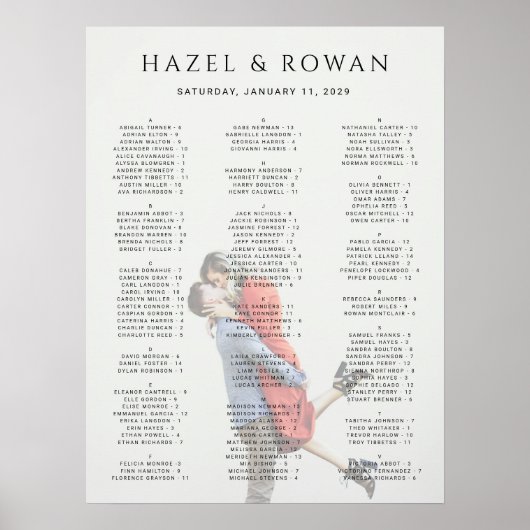 モダンシンプルな写真の結婚式座席表 ポスター (正面)