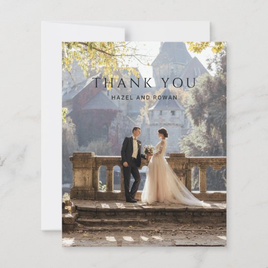 モダンシンプルな写真の結婚式御礼カード (正面)