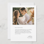 モダンシンプルな写真の結婚式御礼カード 招待状 (裏面)