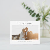 モダンシンプルな写真付き結婚式御礼ポストカード ポストカード (スタンド正面)