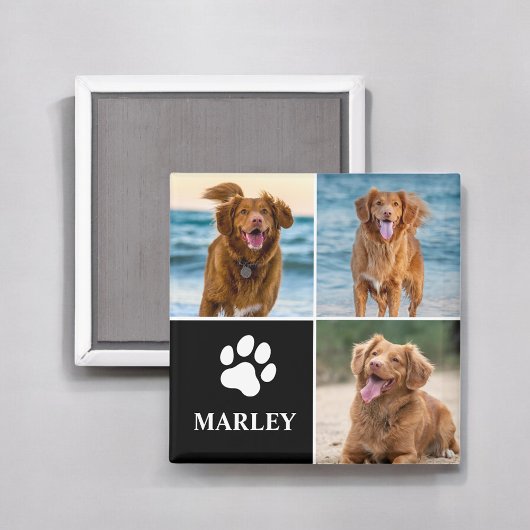 モダンシンプルな犬好きのためのカスタムフォトコラージュペット マグネット