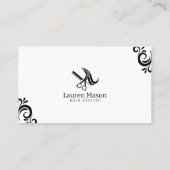 モダンシンプルな白と黒のヘアスタイリストサロン 名刺 (裏面)