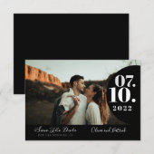 モダンシンプルな白黒の結婚式 セーブザデート (正面/裏面)