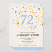 モダンシンプルな紙吹雪の72歳の誕生日招待状 招待状 (正面)