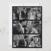 モダンシンプルな結婚式の写真3枚入り サンキューカード (正面)