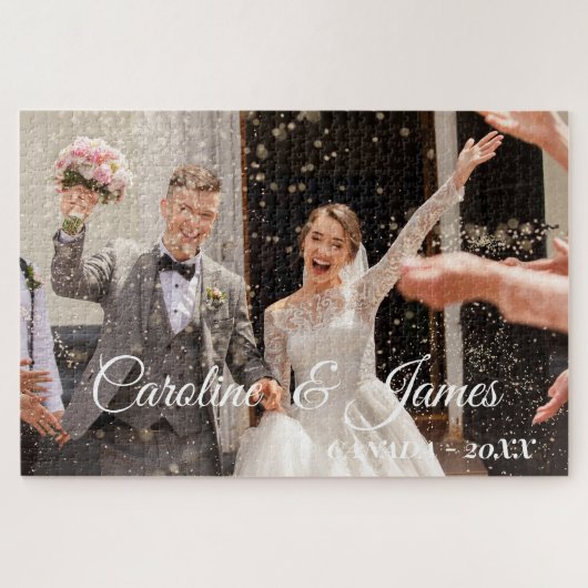 モダンシンプルな結婚式の写真 ジグソーパズル (横)