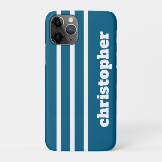 モダンシンプルな青いプールモノグラム名 Case-Mate iPhoneケース (裏)