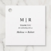 モダンシンプルな黒と白の結婚式 フェイバータグ (正面)