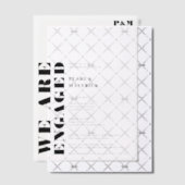 モダンシンプルはっきりしたエレガント白黒婚約 ベラム紙招待状 (オフセット (招待状))