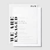 モダンシンプルはっきりしたエレガント白黒婚約 ベラム紙招待状 (オフセット)