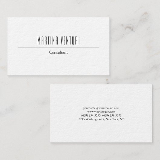 モダンシンプルはっきりしたプロフェッショナルプレーン白黒 名刺 (正面/裏面)