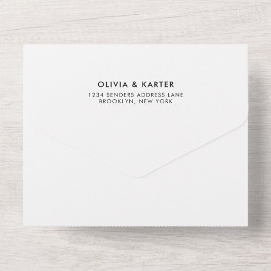 モダンシンプルはっきりしたロマン写真結婚のQRコード オールインワン招待状 (裏面)