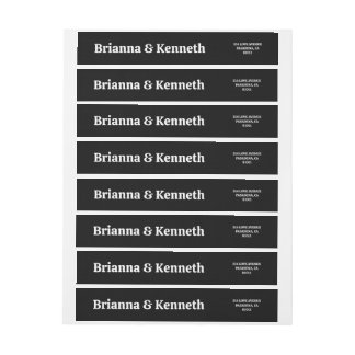 モダンシンプルはっきりした白黒結婚ズ ラップアラウンドラベル