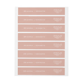 モダンシンプルほこりっぽいピンクのエレガントな結婚式 ラップアラウンドラベル