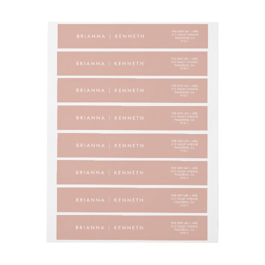 モダンシンプルほこりっぽいピンクのエレガントな結婚式 ラップアラウンドラベル (シート)