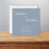 モダンシンプルほこりっぽい青い赤ちゃんシャワー 招待状