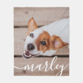 モダンシンプルよくはしゃぐエレガントシックなペット写真 フリースブランケット (正面)