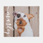 モダンシンプルよくはしゃぐエレガントシックなペット写真 フリースブランケット (正面(横))