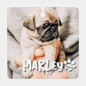 モダンシンプルよくはしゃぐグランジカスタムPet写真 メタルオーナメント (正面)