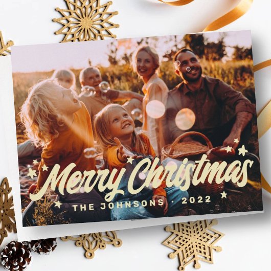 モダンシンプルよくはしゃぐGreetings Stars Family Photo シーズンカード