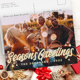 モダンシンプルよくはしゃぐGreetings Stars Family Photo シーズンポストカード