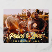 モダンシンプルよくはしゃぐGreetings Stars Family Photo 箔シーズンポストカード (正面)