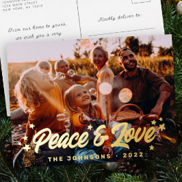 モダンシンプルよくはしゃぐGreetings Stars Family Photo 箔シーズンポストカード