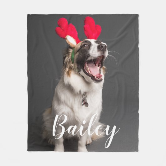モダンシンプルよくはしゃぐPet写真 フリースブランケット (正面)