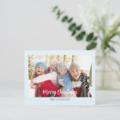 モダンシンプルアイスブルーフォトクリスマスフラット シーズンカード (スタンド正面)