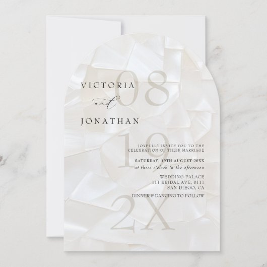 モダンシンプルアイボリー結婚式招待状 招待状 (正面)