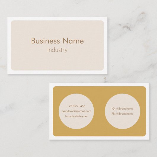 モダンシンプルイエロークリームミニマル水平 名刺 (正面/裏面)